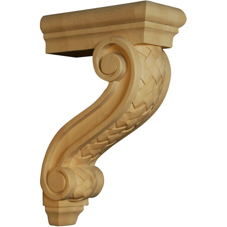 Osborne Wood Products 13 1/2 x 3 1/2 x 8 Modified Bar Corbel with Basket Weave in Mahogany 8106MH